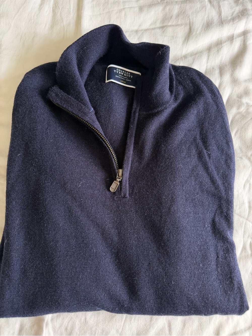 Charles Tyrwhitt Navy Zip-Neck Sweater - Men